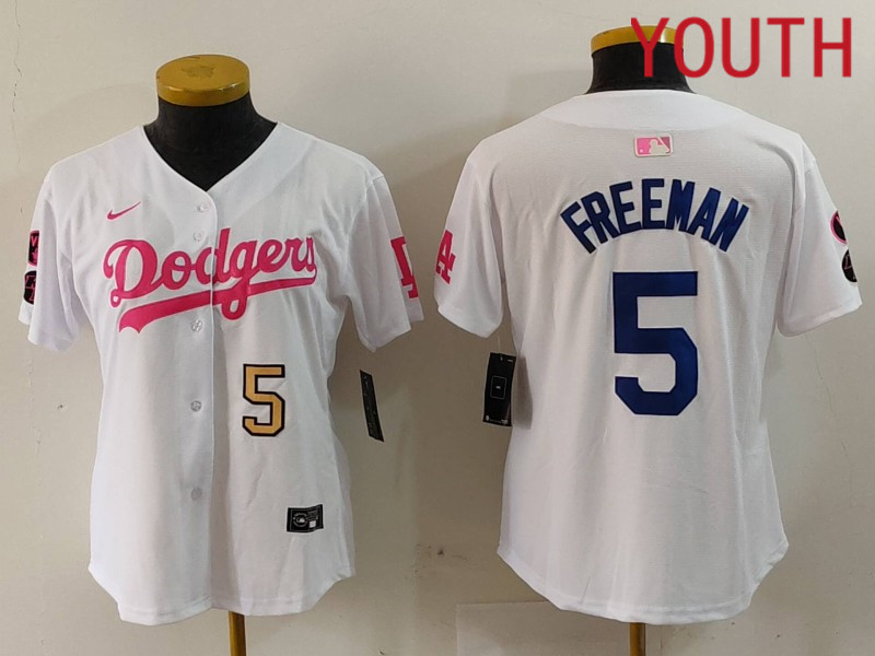 Youth Los Angeles Dodgers 5 Freeman White joint name 2024 Nike MLB Jersey style 9121